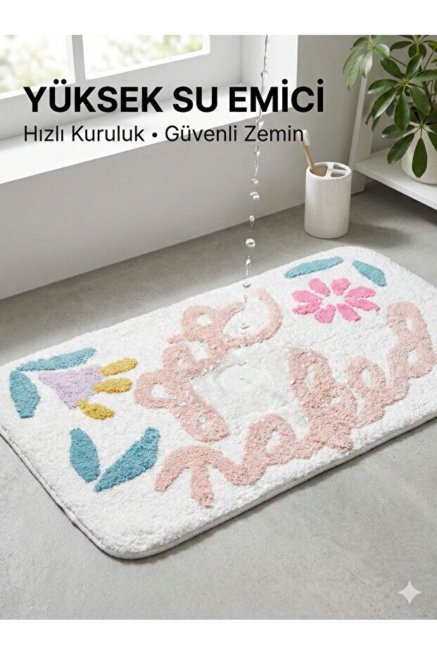 The Mia %100 Saf Pamuk Banyo Paspas Modelleri 60x100 cm 20 mm Ekstra Dolgun, Ultra Yumuşak, Kaymaz