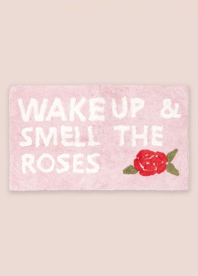 The Mia %100 Saf Pamuk Banyo Paspas Modelleri 60x100 cm 20 mm Ekstra Dolgun, Ultra Yumuşak, Kaymaz Wake Up And Smell The Roses