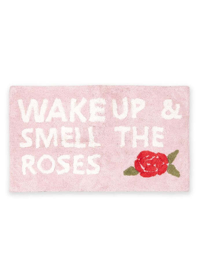 The Mia %100 Saf Pamuk Banyo Paspas Modelleri 60x100 cm 20 mm Ekstra Dolgun, Ultra Yumuşak, Kaymaz Wake Up And Smell The Roses