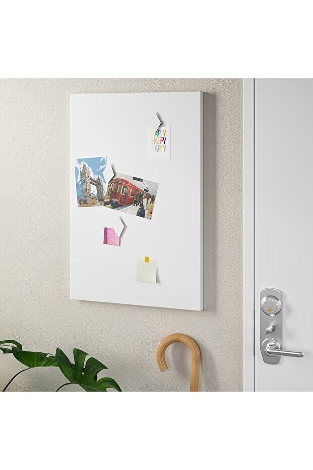 35 x 75 Cm Dekoratif Metal Mıknatıslı Pano Magnet Panosu 10 Adet Siyah Mıknatıs Hediyeli BEYAZ