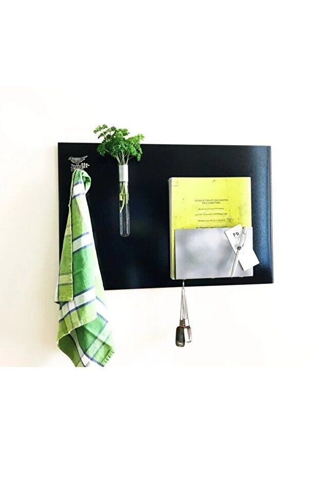 35 x 75 Cm Dekoratif Metal Mıknatıslı Pano Magnet Panosu 10 Adet Siyah Mıknatıs Hediyeli SİYAH