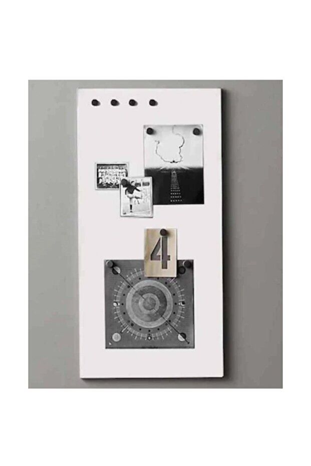 30 x 50 Cm  Dekoratif Metal Mıknatıslı Pano Magnet Panosu 10 Adet Siyah Mıknatıs Hediyeli BEYAZ