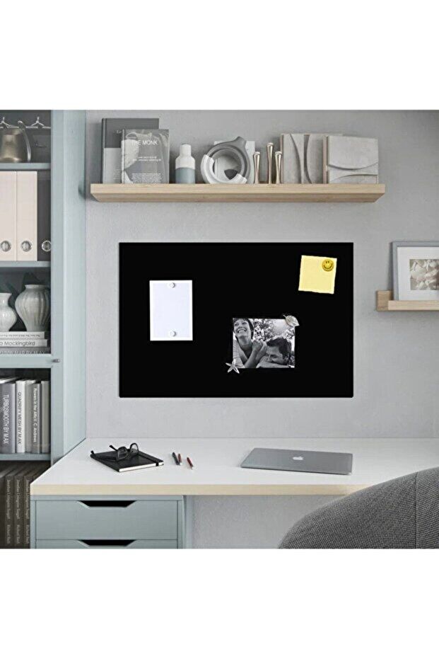 50x70 Cm  Dekoratif Metal Mıknatıslı Pano Magnet Panosu 10 Adet Siyah Mıknatıs Hediyeli SİYAH