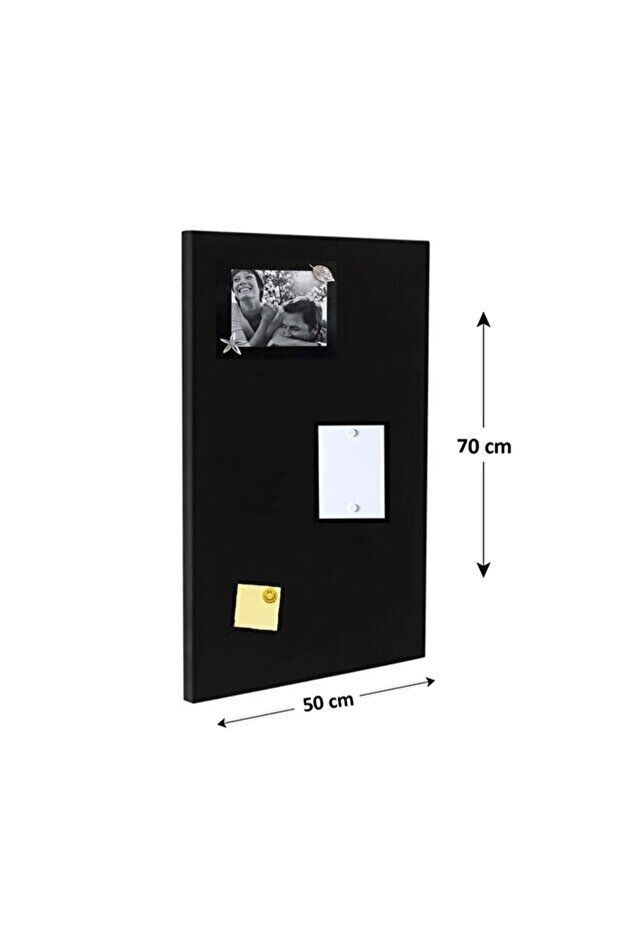 50x70 Cm  Dekoratif Metal Mıknatıslı Pano Magnet Panosu 10 Adet Siyah Mıknatıs Hediyeli SİYAH