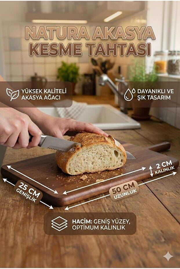 The Mia Natura Akasya Kesme Tahtası 50x25x2 cm