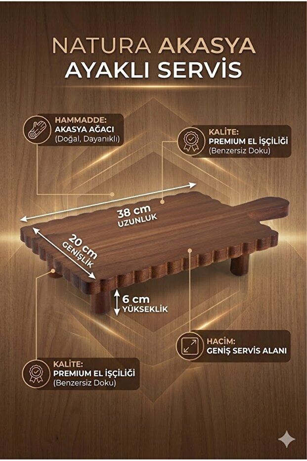 The Mia Natura Akasya Ayaklı Servis 38x20x6 cm