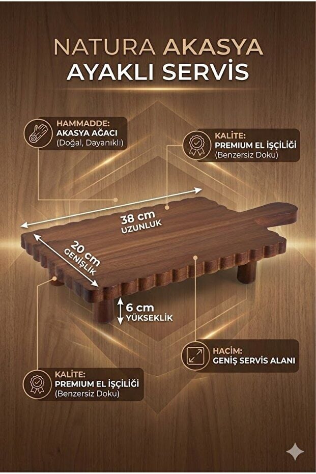 The Mia Natura Akasya Ayaklı Servis 38x20x6 cm