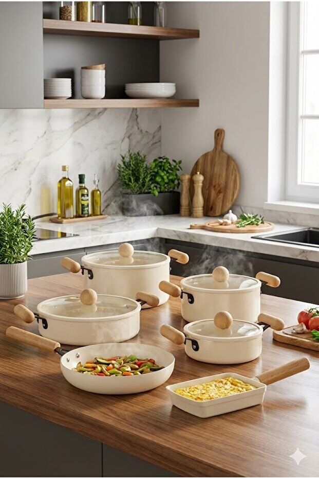 Cucina Di Mia İndüksiyon Tabanlı Seramik Tencere Tava Seti 10 Parça