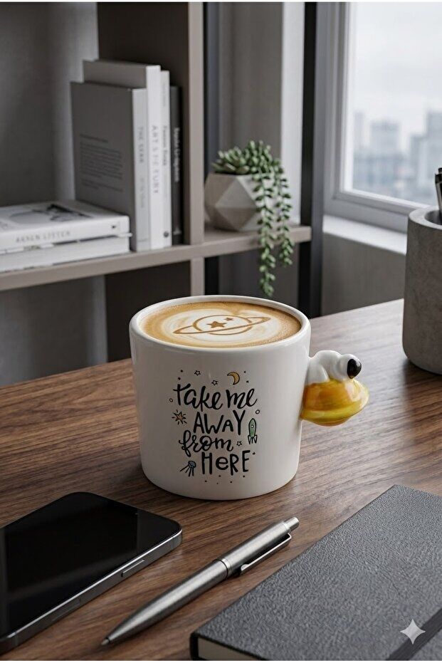 The Mia Gezegen Kulplu Dekoratif Kahve Kupası 450 ml