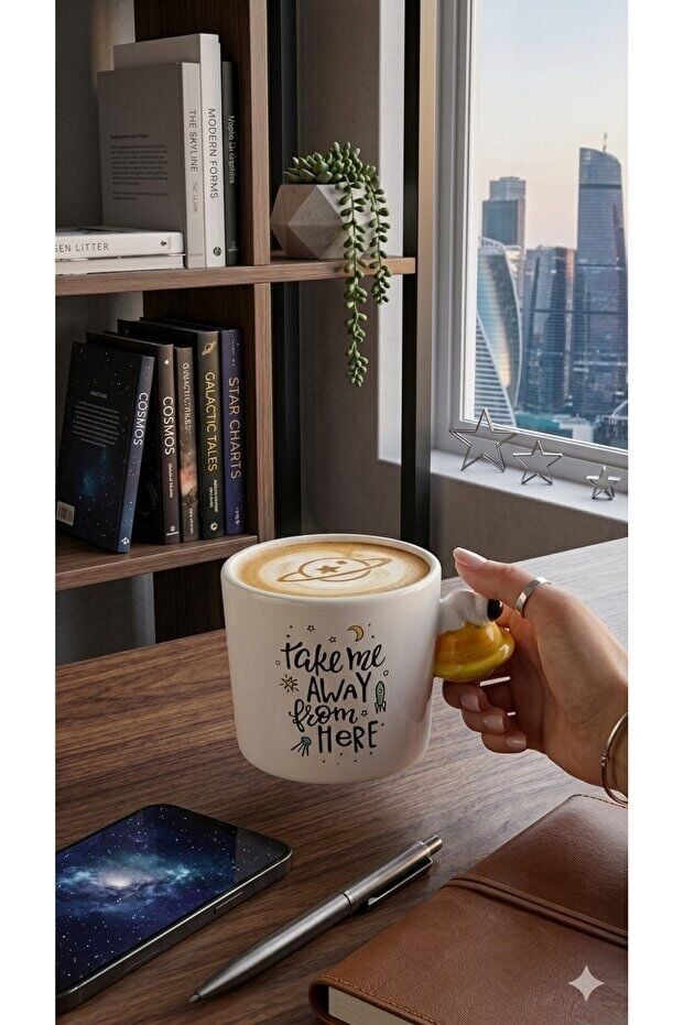 The Mia Gezegen Kulplu Dekoratif Kahve Kupası 450 ml