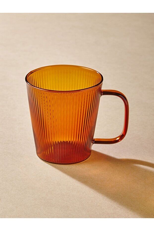 The Mia Striped Borosilikat Cam Kupa 400 ml 13 x 9 x 11 cm 4'lü Set