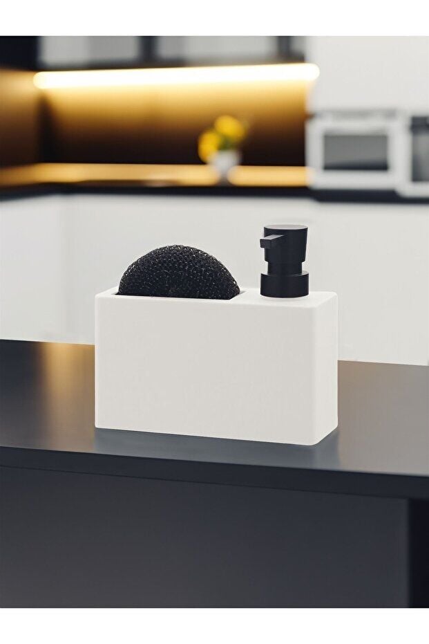 The Mia Plain Plastik Sıvı Sabunluk Seti 320 ml – Bulaşık Telli Lavabo Üstü Sabunluk