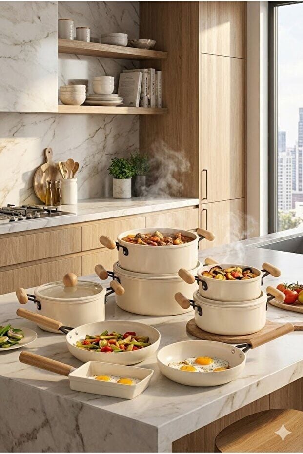 The Mia Cucina Di Mia İndüksiyon Tabanlı Seramik Tencere Seti 17 Parça