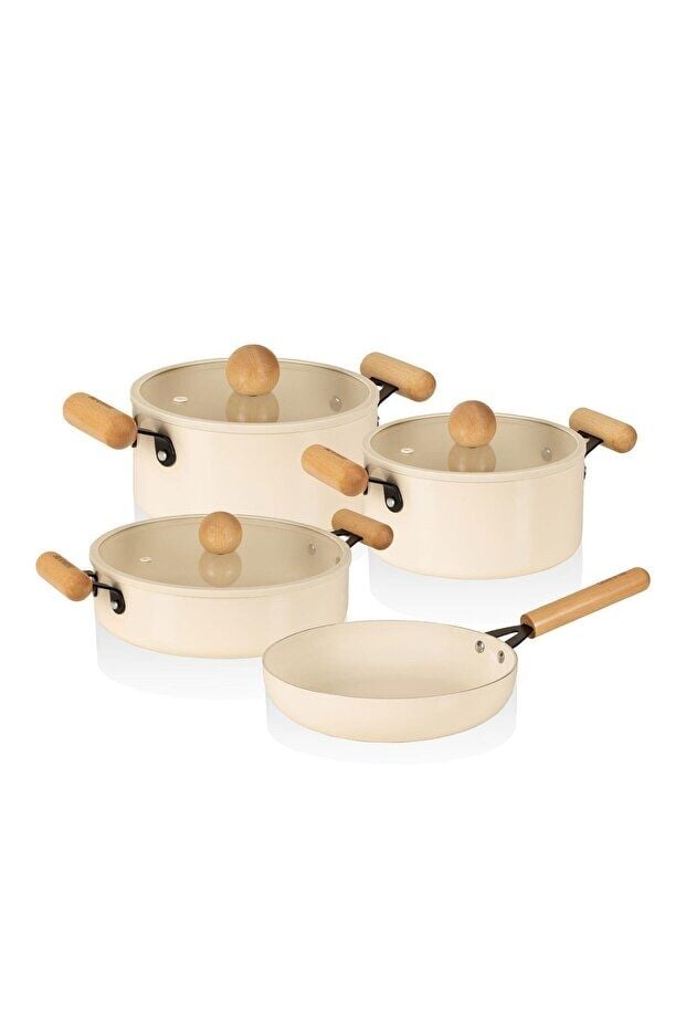 The Mia Cucina Di Mia İndüksiyon Tabanlı Seramik Tencere Tava Seti 7 Parça