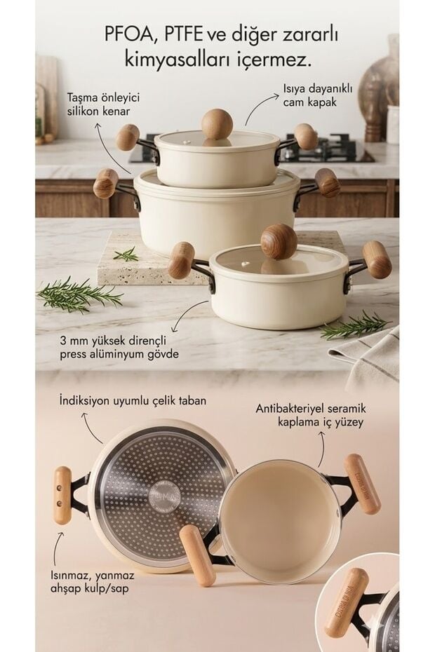 The Mia Cucina Di Mia 26 cm Sığ Seramik Kaplama Tencere