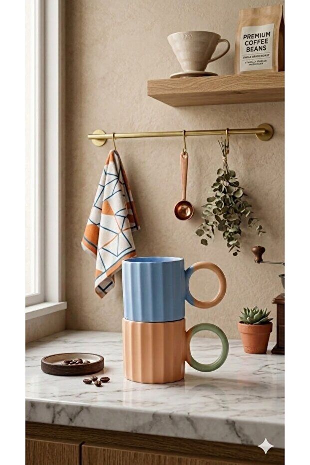 The Mia Runden 6’lı Porselen Kupa Seti 250 ml – Modern Tasarım Kahve Kupası