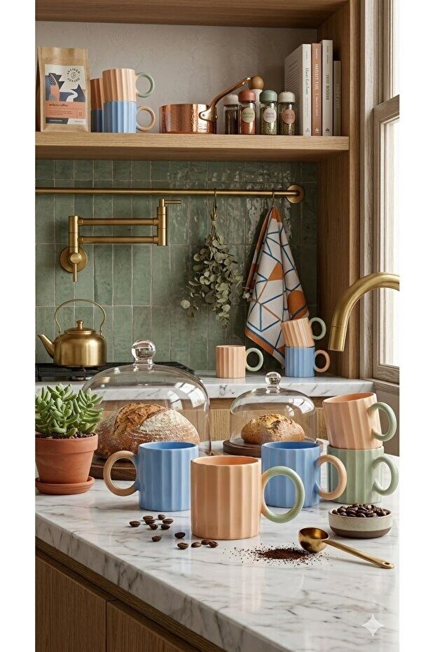 The Mia Runden 6’lı Porselen Kupa Seti 250 ml – Modern Tasarım Kahve Kupası