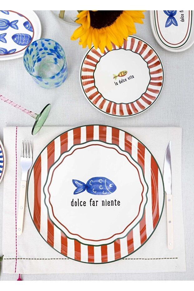 The Mia Fish Seramik Servis Tabağı 30 cm 6 lı Set