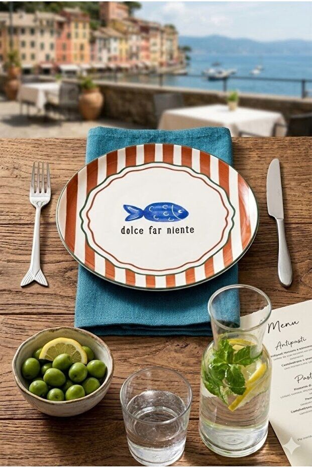 The Mia Fish Seramik Servis Tabağı 30 cm 6 lı Set