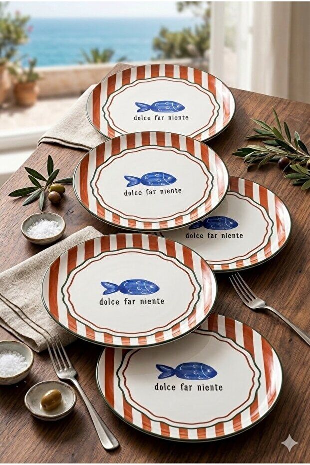 The Mia Fish Seramik Servis Tabağı 30 cm 6 lı Set