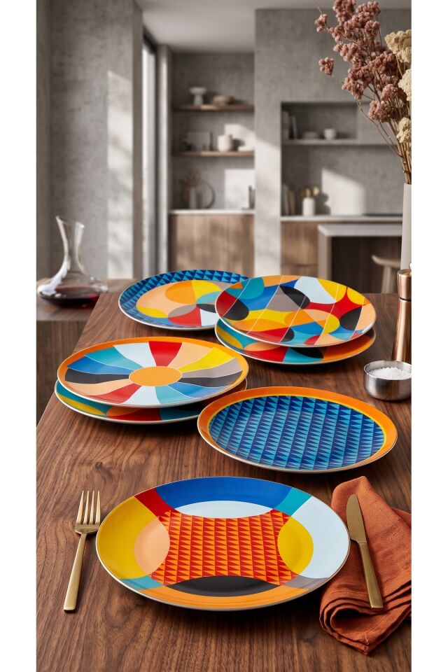 Shapes Serisi 6 Parça New Bone China Porselen Servis Tabağı Seti 27 cm