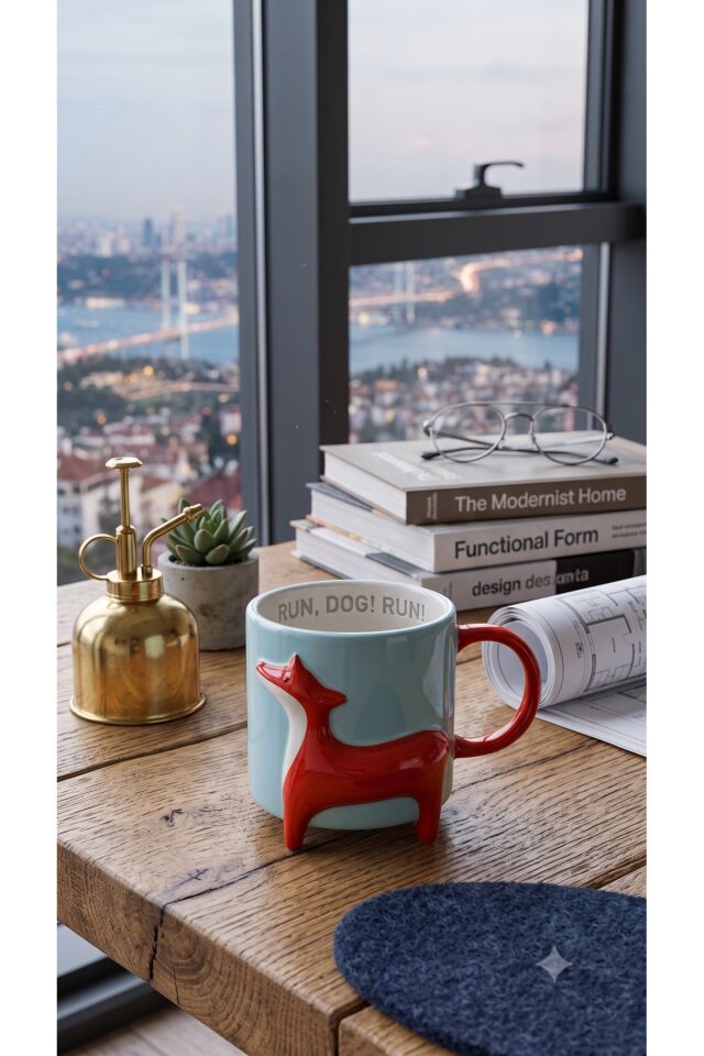 3D Tilki Figürlü Premium Seramik Kupa 350 ml - Bulaşık Makinesi ve Mikrodalgaya Uygun Hediyelik Mug