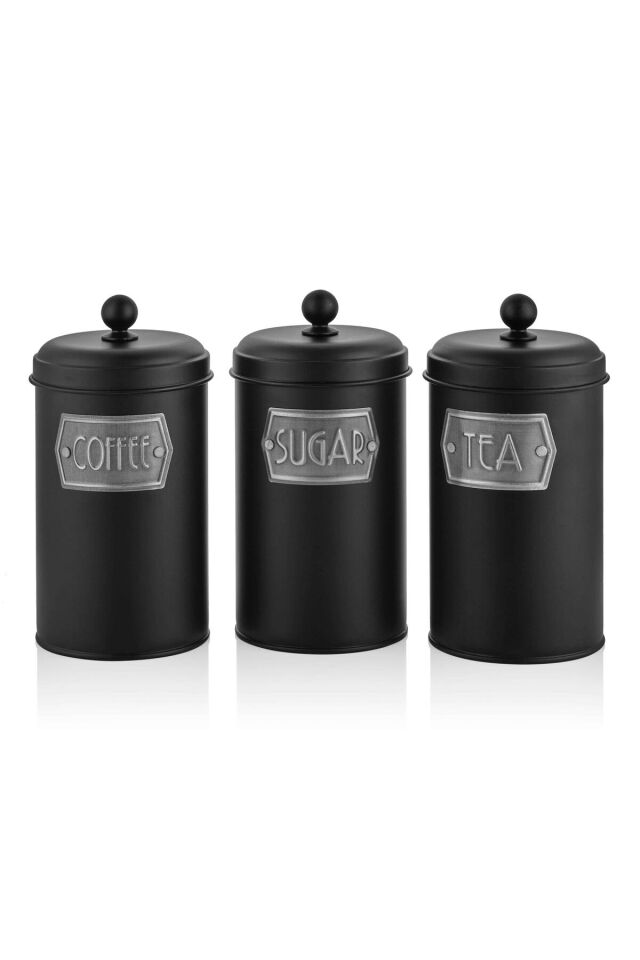 Galvaniz 3'lü Çay Şeker Kahve Kavanoz Seti 1.20 Lt Erzak Saklama Kabı